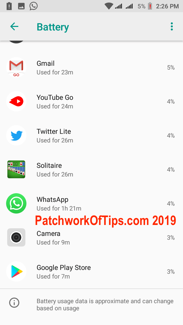 Xiaomi Redmi Go Screenshots Daily Battery Life Apps Used 2