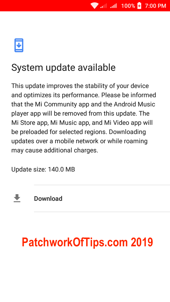 Xiaomi Redmi Go Screenshots System Update