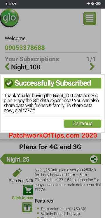 Glo_N100_1GB_Data_Plan _Subscription_Via_HSI_Glo_Portal 4