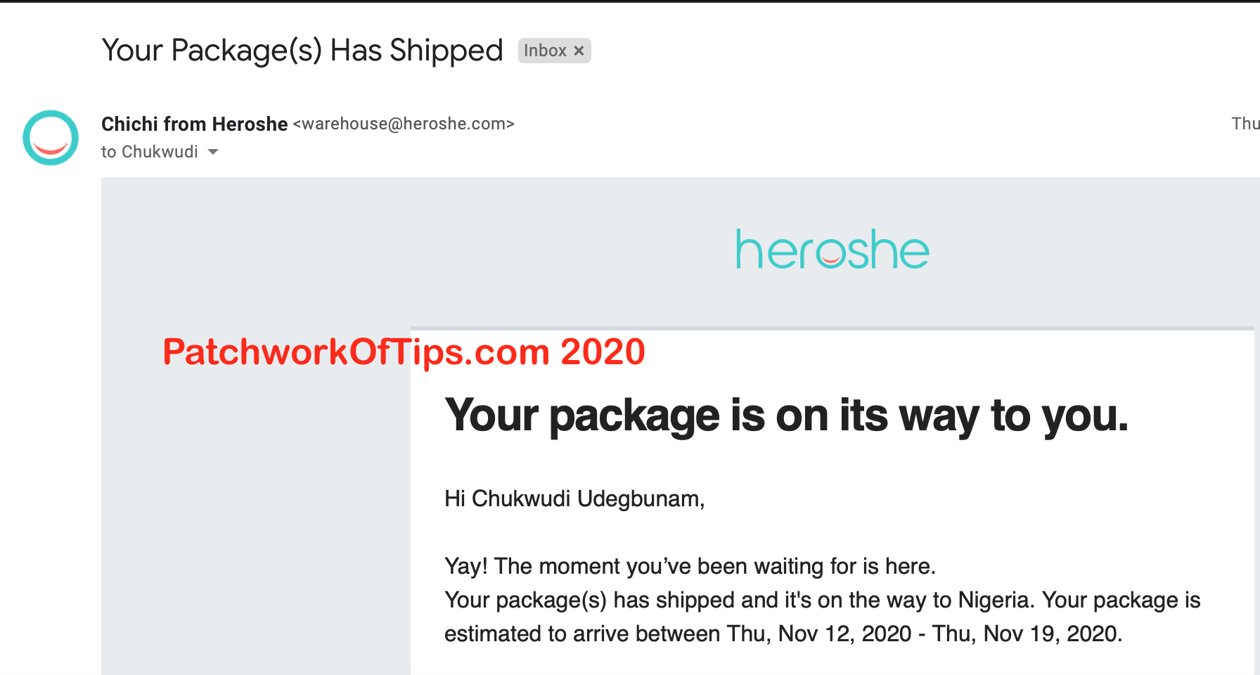 Heroshe Your Package(s) Has Shipped