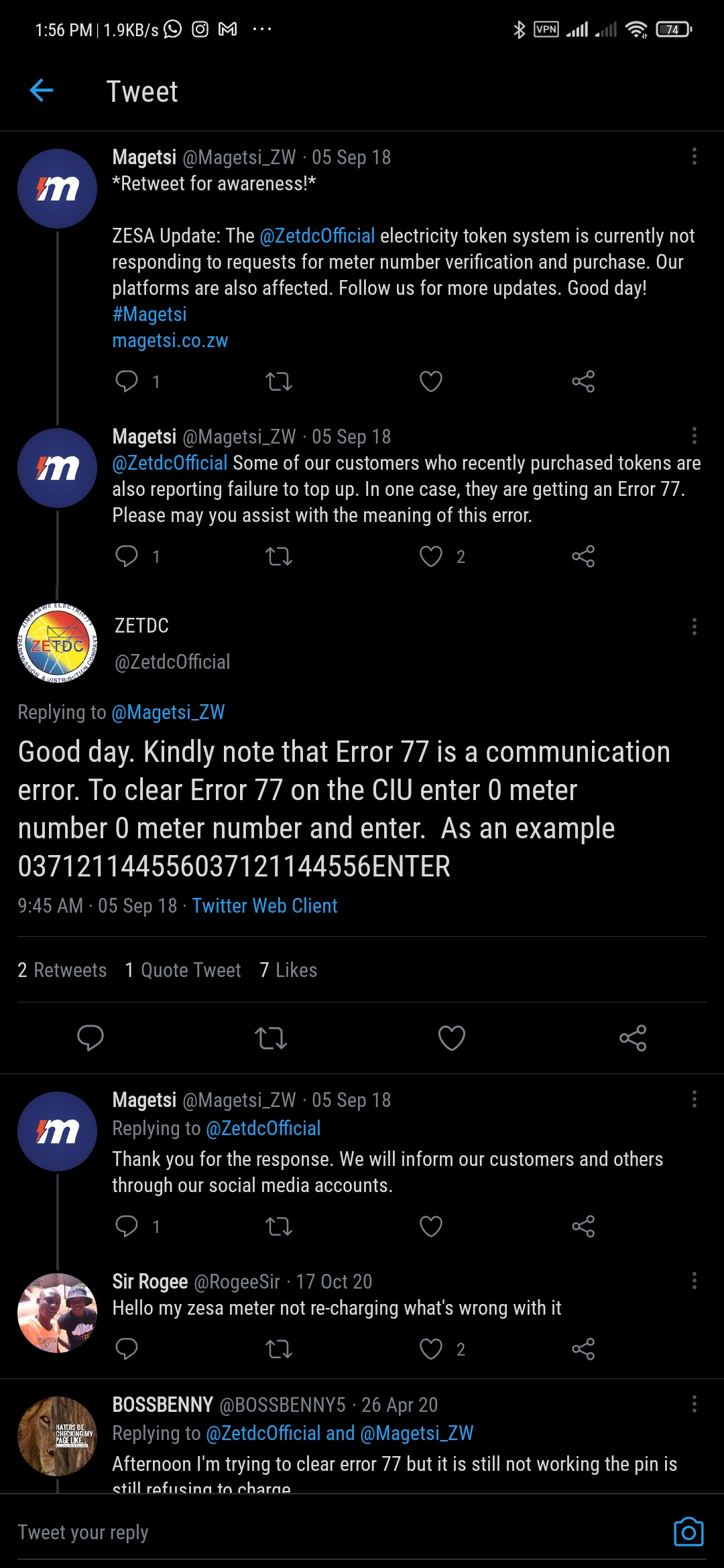 Kaduna Electric Prepaid Meter Error Code