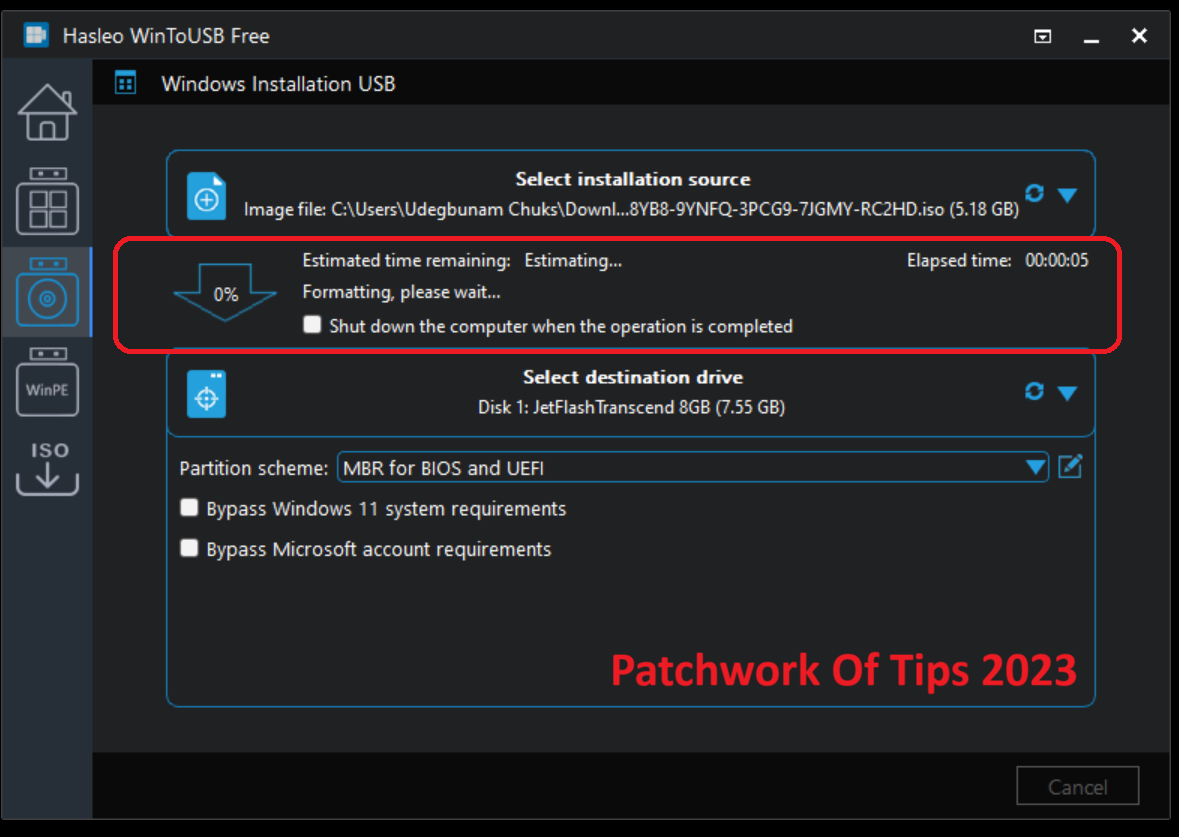 Hasleo WinToUSB Windows Installation USB 5